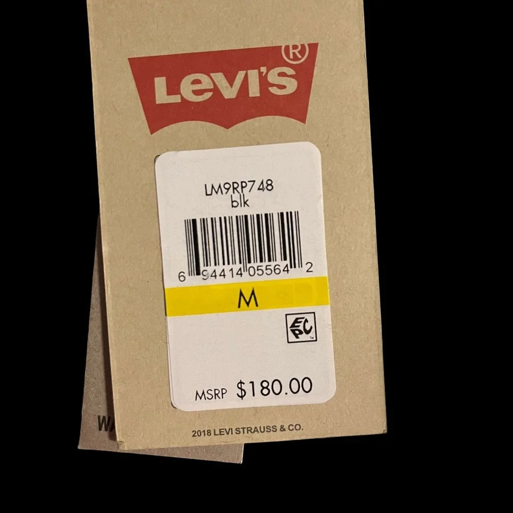 Levi's Men's Fleece Lined Shell Jacket Size M Blue‎ Black Hooded Water Resistant